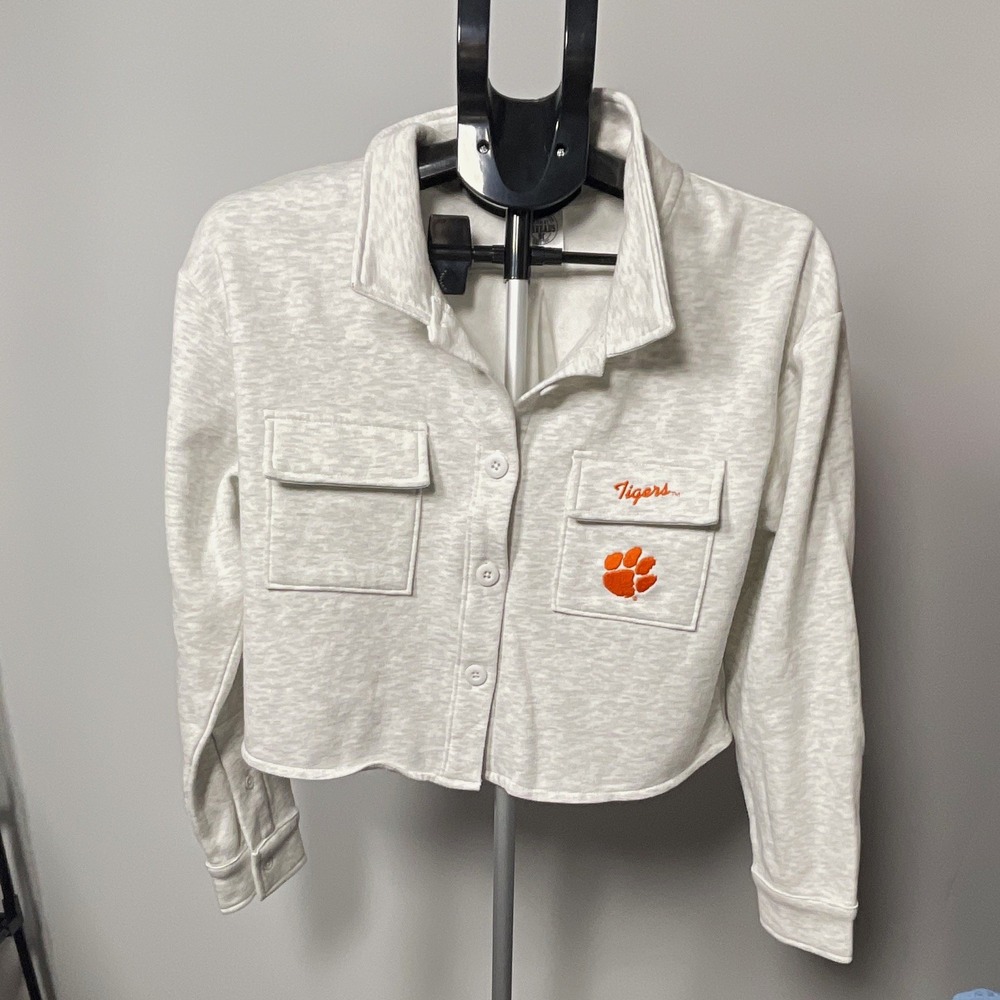 Rivalry Threads 91 Clemson Tigers Cropped sweat shirt Size S White/Orange Paw